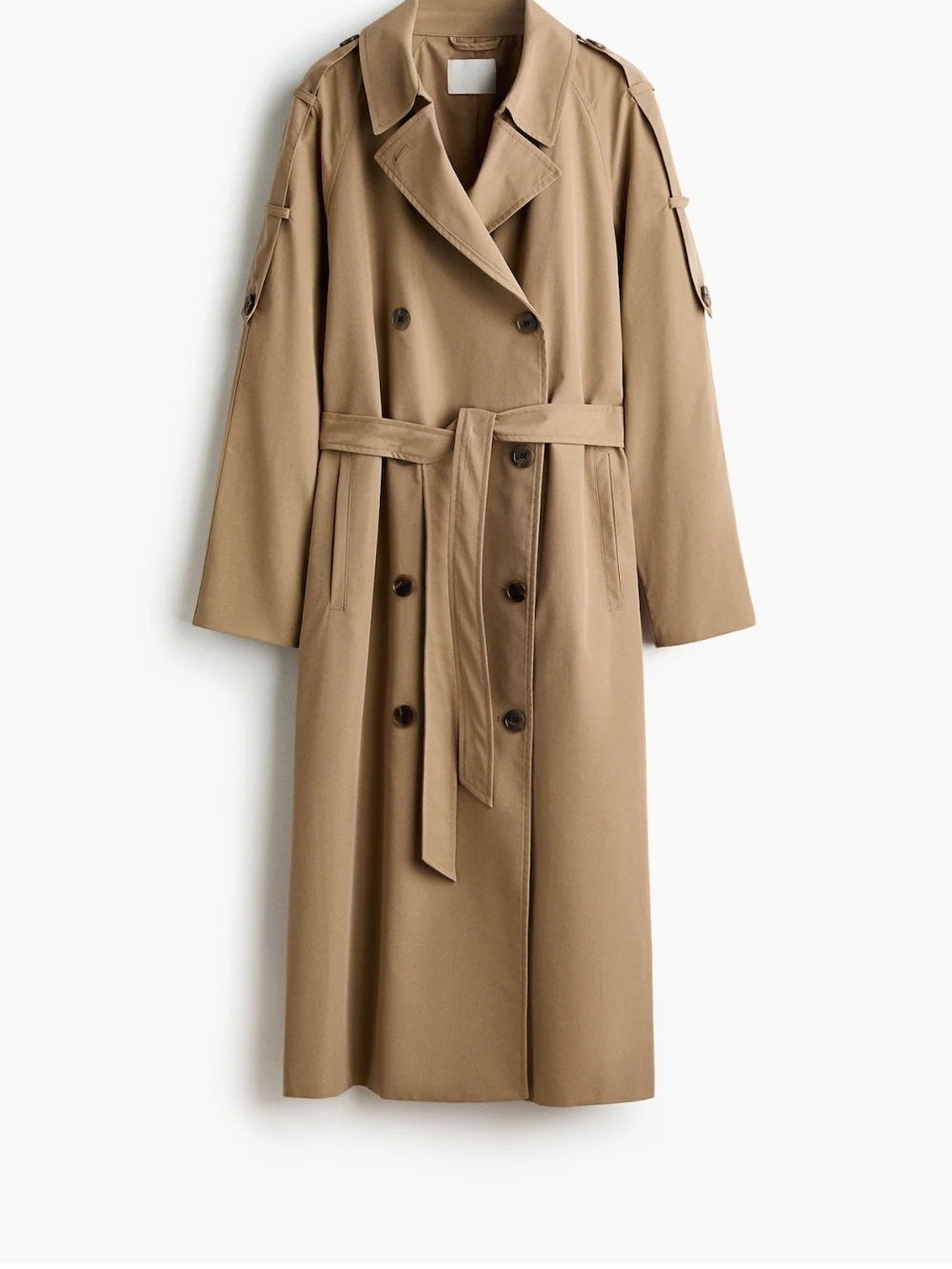 H&M Belted Double-Breasted Trench Coat - Tan